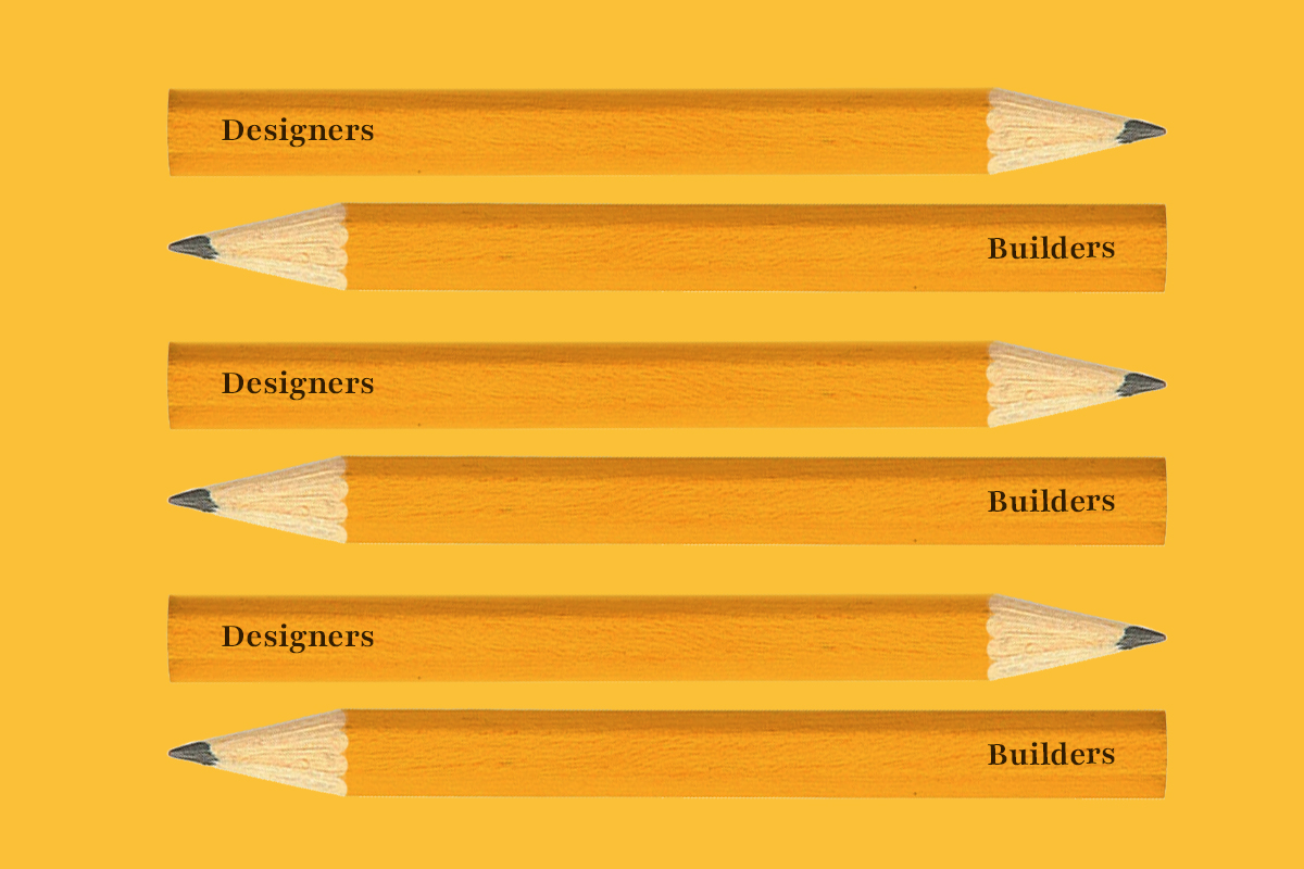 pencils with builder and designer written on them.